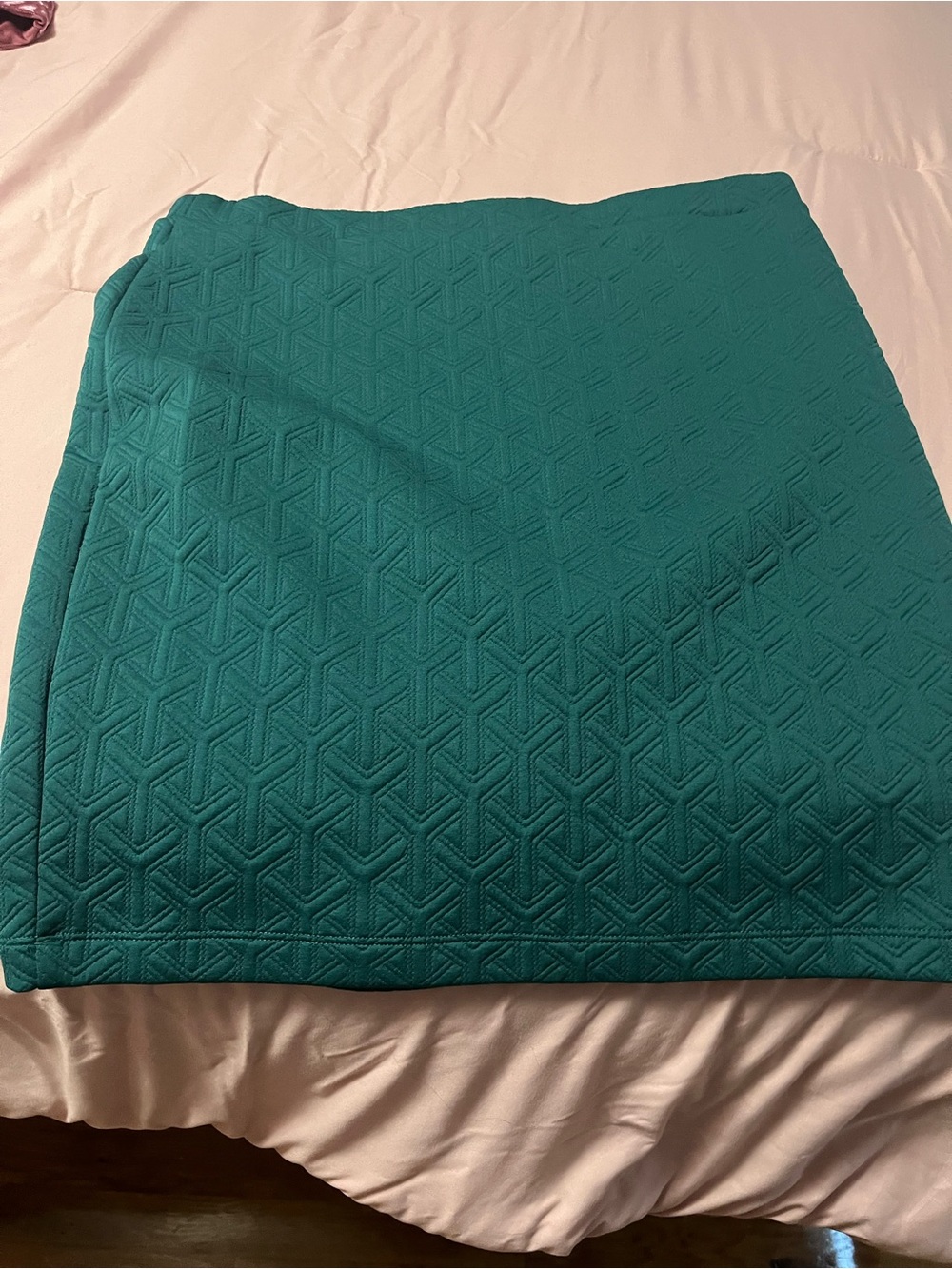 Leota Teal Geometric-Texture Pencil Skirt